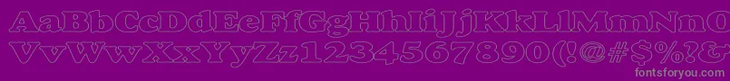 AlfredoHeavyHollowWide-fontti – harmaat kirjasimet violetilla taustalla