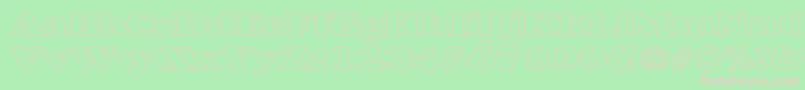 AlfredoHeavyHollowWide Font – Pink Fonts on Green Background