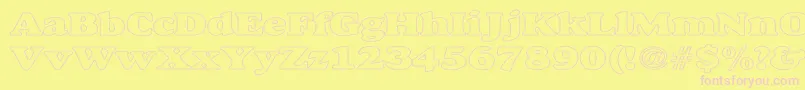 AlfredoHeavyHollowWide-Schriftart – Rosa Schriften auf gelbem Hintergrund