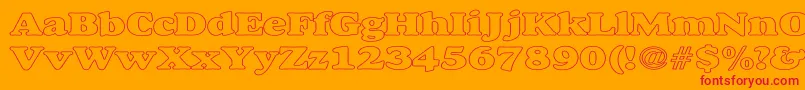 AlfredoHeavyHollowWide Font – Red Fonts on Orange Background