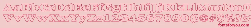 AlfredoHeavyHollowWide Font – Red Fonts on Pink Background