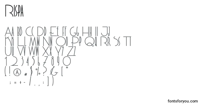 Schriftart Rispa – Alphabet, Zahlen, spezielle Symbole