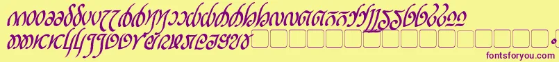 RellanicBoldItalic-Schriftart – Violette Schriften auf gelbem Hintergrund