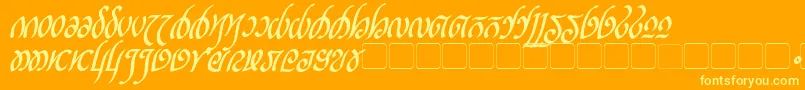 Czcionka RellanicBoldItalic – żółte czcionki na pomarańczowym tle