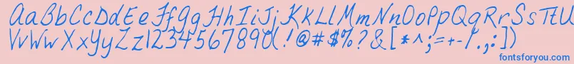 TebRegular-Schriftart – Blaue Schriften auf rosa Hintergrund
