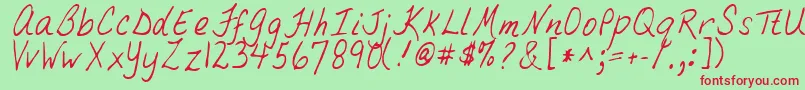 フォントTebRegular – 赤い文字の緑の背景