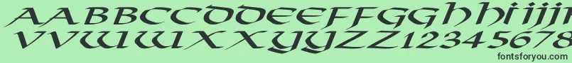 Fonte VikingNormalExItalic – fontes pretas em um fundo verde