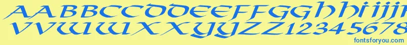 Police VikingNormalExItalic – polices bleues sur fond jaune
