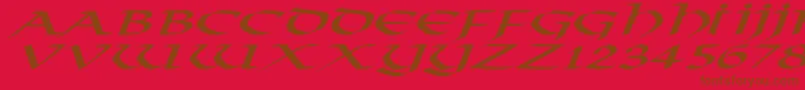 Fonte VikingNormalExItalic – fontes marrons em um fundo vermelho
