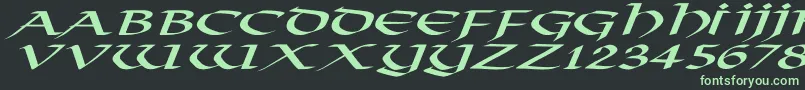 フォントVikingNormalExItalic – 黒い背景に緑の文字