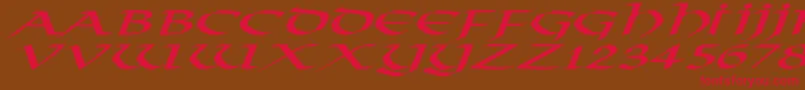 VikingNormalExItalic-Schriftart – Rote Schriften auf braunem Hintergrund