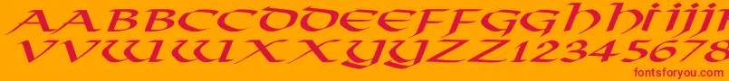 VikingNormalExItalic-Schriftart – Rote Schriften auf orangefarbenem Hintergrund