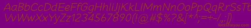 CheeronstaLightItalic-Schriftart – Braune Schriften auf violettem Hintergrund