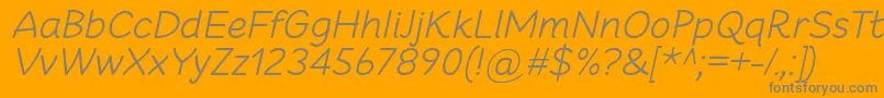 Czcionka CheeronstaLightItalic – szare czcionki na pomarańczowym tle