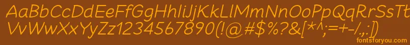 CheeronstaLightItalic-fontti – oranssit fontit ruskealla taustalla