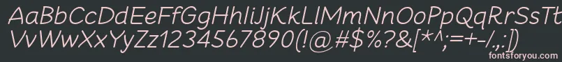 CheeronstaLightItalic-fontti – vaaleanpunaiset fontit mustalla taustalla