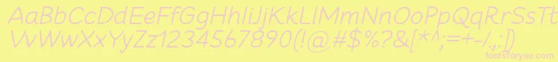 Saiba mais sobre a fonte CheeronstaLightItalic Fonte CheeronstaLightItalic – fontes rosa em um fundo amarelo