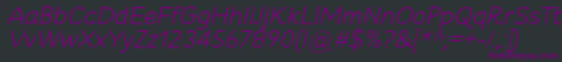 Saiba mais sobre a fonte CheeronstaLightItalic Fonte CheeronstaLightItalic – fontes roxas em um fundo preto