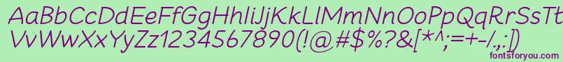 CheeronstaLightItalic Font – Purple Fonts on Green Background