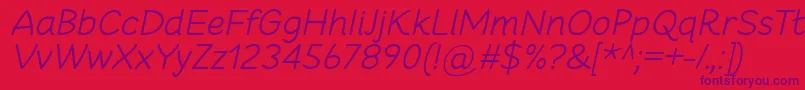 Czcionka CheeronstaLightItalic – fioletowe czcionki na czerwonym tle