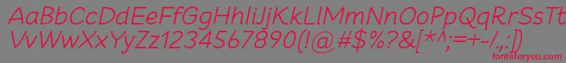 Czcionka CheeronstaLightItalic – czerwone czcionki na szarym tle
