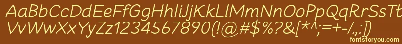 Więcej informacji o czcionce CheeronstaLightItalic Czcionka CheeronstaLightItalic – żółte czcionki na brązowym tle