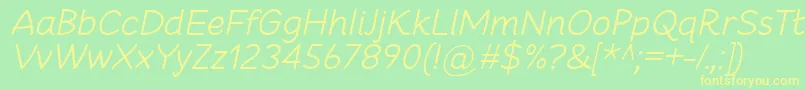 フォントCheeronstaLightItalic – 黄色の文字が緑の背景にあります