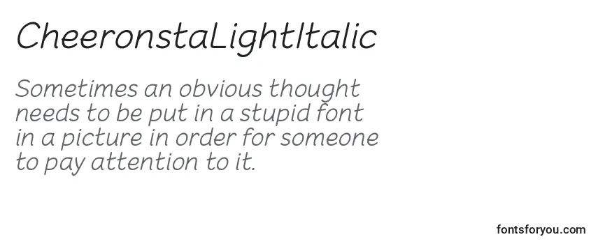 Review of the CheeronstaLightItalic Font
