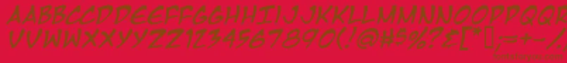 フォントMangati – 赤い背景に茶色の文字
