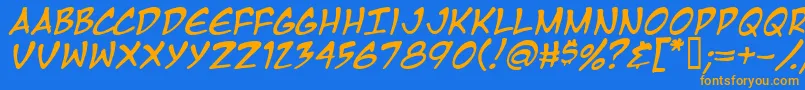 Mangati Font – Orange Fonts on Blue Background