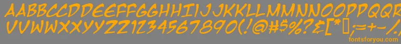 フォントMangati – オレンジの文字は灰色の背景にあります。