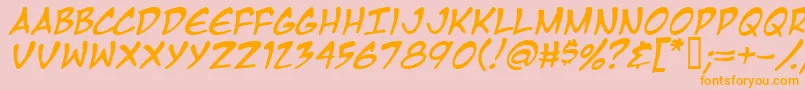 Mangati-Schriftart – Orangefarbene Schriften auf rosa Hintergrund