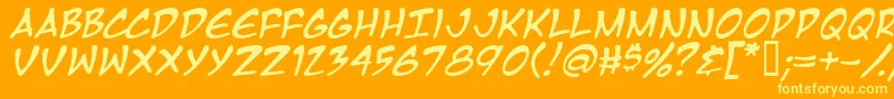 Mangati Font – Yellow Fonts on Orange Background