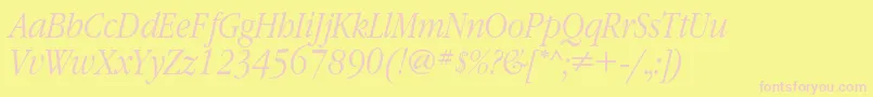 GaramondnarrowcLightitalic Font – Pink Fonts on Yellow Background