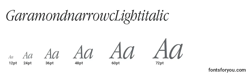 GaramondnarrowcLightitalic Font Sizes