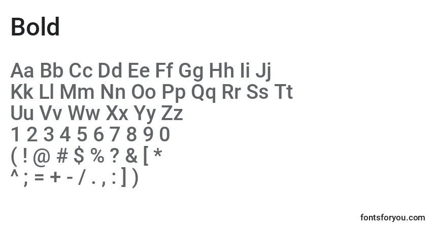 Schriftart Bold – Alphabet, Zahlen, spezielle Symbole