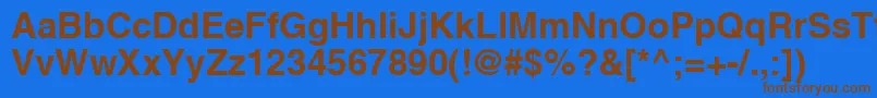 フォントHvbR – 茶色の文字が青い背景にあります。