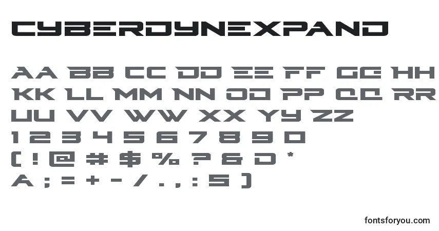 Шрифт Cyberdynexpand – алфавит, цифры, специальные символы