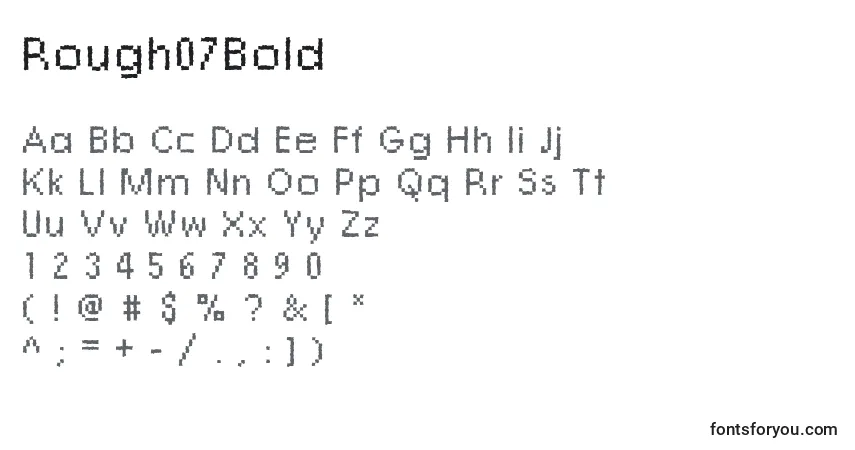 Czcionka Rough07Bold – alfabet, cyfry, specjalne znaki