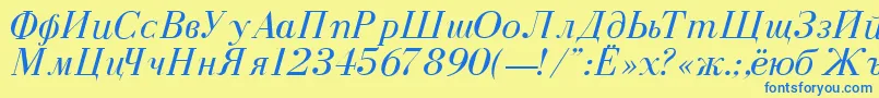 DearbornNormalItalic Font – Blue Fonts on Yellow Background
