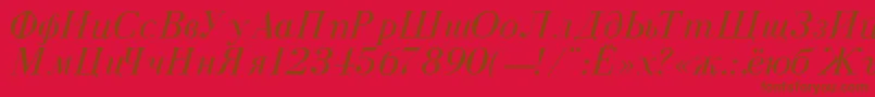 DearbornNormalItalic-Schriftart – Braune Schriften auf rotem Hintergrund