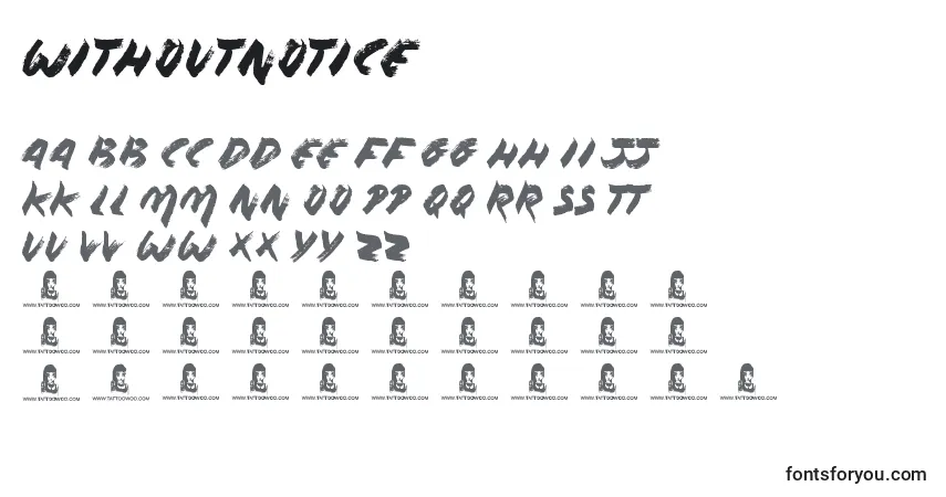 WithoutNotice-fontti – aakkoset, numerot, erikoismerkit