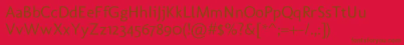 Weitere Informationen zur MolengoRegular-Schriftart MolengoRegular-Schriftart – Braune Schriften auf rotem Hintergrund
