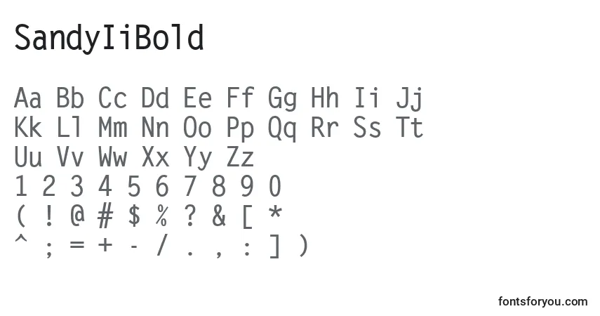 Шрифт SandyIiBold – алфавит, цифры, специальные символы