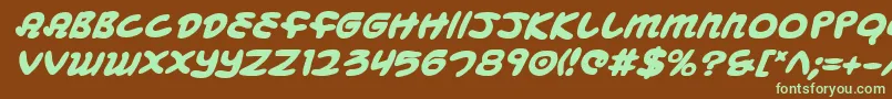 MagicBeansBoldItalic Font – Green Fonts on Brown Background