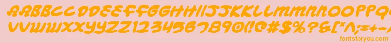 MagicBeansBoldItalic-Schriftart – Orangefarbene Schriften auf rosa Hintergrund