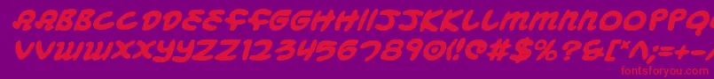 MagicBeansBoldItalic Font – Red Fonts on Purple Background