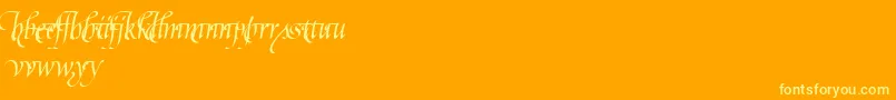 PoeticaSuppLowercaseBeginningsI Font – Yellow Fonts on Orange Background