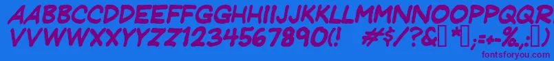 Jeffreyprintitalic Font – Purple Fonts on Blue Background