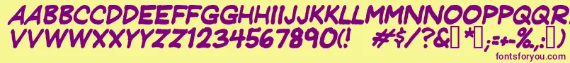 Jeffreyprintitalic Font – Purple Fonts on Yellow Background